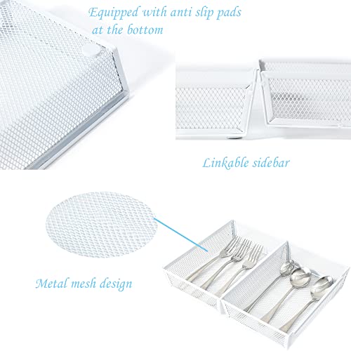 Mesh Tray Kitchen Drawer Utensil Cutlery Tray Office Supplies with Inter (4 Count)