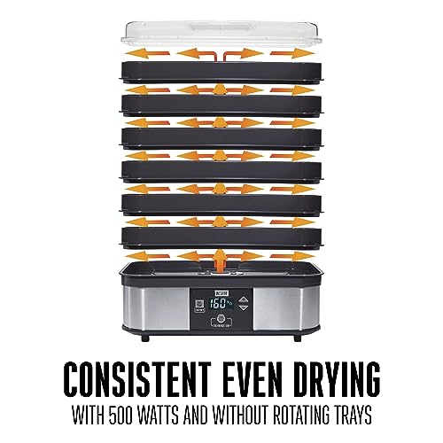 Food Dehydrator Machine for Jerky (Digital Temperature Control (100-160F) / 6 Stackable Trays (7.4 sq. ft.), Black)