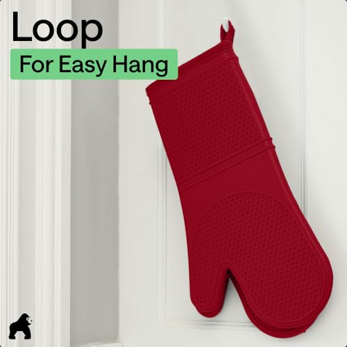 Silicone Oven Mitts (Red / 14.5" Oven Mitts)
