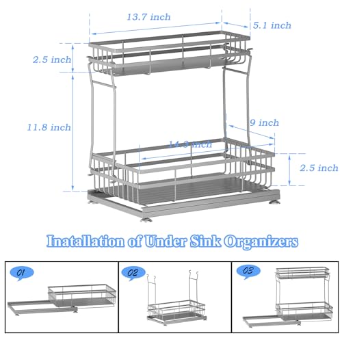 1 Pack Under Sink Organizers and Storage (Grey / 1 Pack)