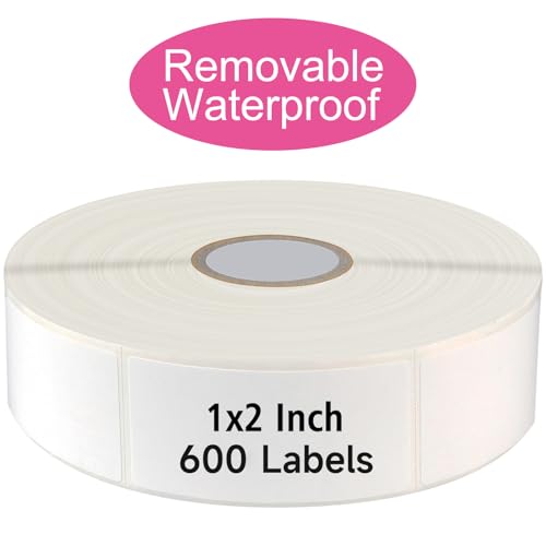 600 Blank Removable Freezer Labels with Perforation Line for Easy Distribution and Use. Waterproof and Oil (600 Pcs - 1 "x 2")