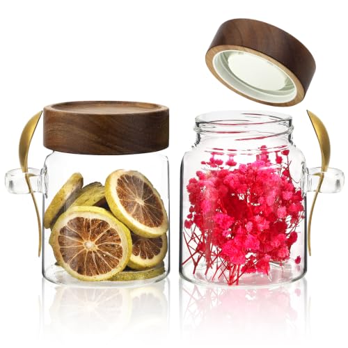 10 oz Glass Jars Set of 2 (10oz/300ml-2 pack-with spoon)