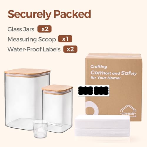 Glass Storage Containers with Bamboo Lids 1.2 (3.6Qt/1.2Qt-Square)