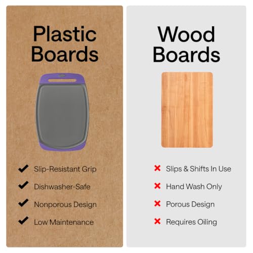 BPA Free Reversible Cutting Board (Gray/Purple / Large (Pack of 3))