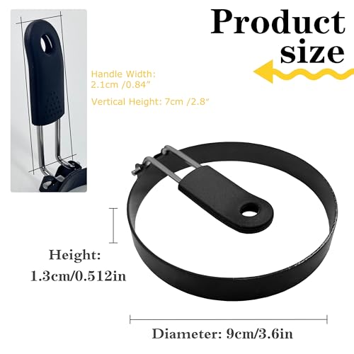 4 Pack 3.5'' Egg Rings Set with Silicone Handle