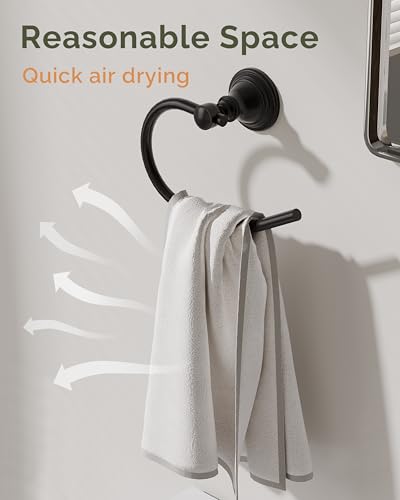 Black Towel Ring Wall Mounted for Bathroom (Matte Black)