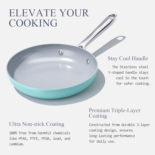 Premium Ceramic Frying Pan (8 inch / Caribbean Blue)