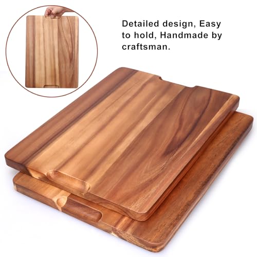 Acacia Wood Cutting Boards for Kitchen (Acacia Wood / 15"L x 11"W)