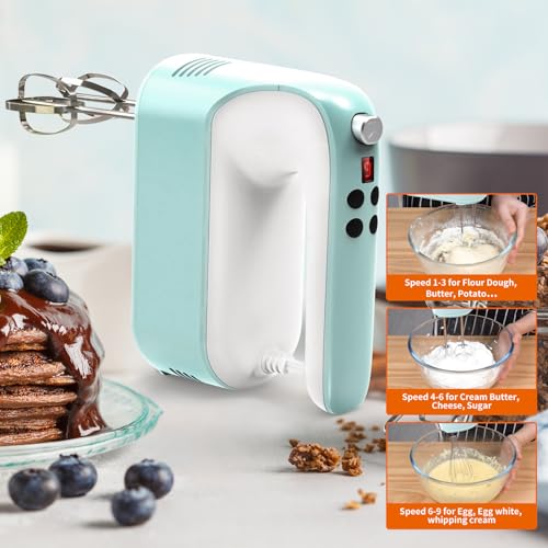 9 Speed Digital Hand Mixer Electric (Ice Blue/White)