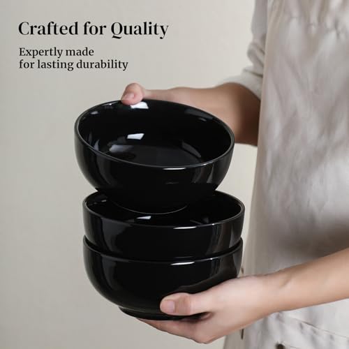 22 OZ Ceramic Soup Bowls & Cereal Bowls (22 OZ / Black)