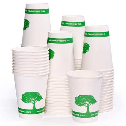 270 Pack Compostable Paper Cups (White Green)