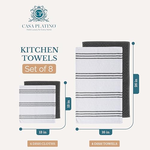Kitchen Towel Set 8 Pc (Terry - Grey / Kitchen Towel Set - 8 Pack)
