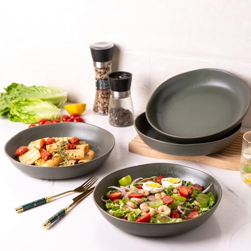 9.75'' Ceramic Large Pasta Bowls (Reactive Glaze / Set of 4)