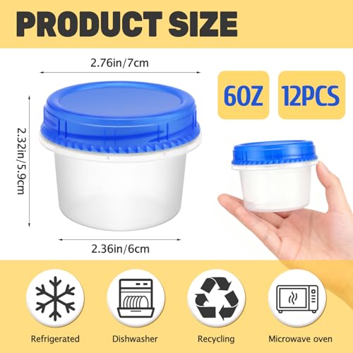 12 Pack Freezer Containers with Screw On Lids 6 Oz (6oz-12pack)