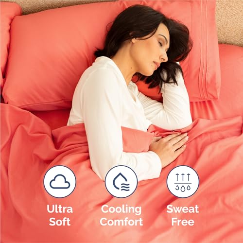 King Size 4 Piece Sheet Set (28 - Coral / King)
