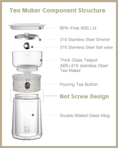 Glass Tea Infuser Pot (08-White Dragon / 9oz)