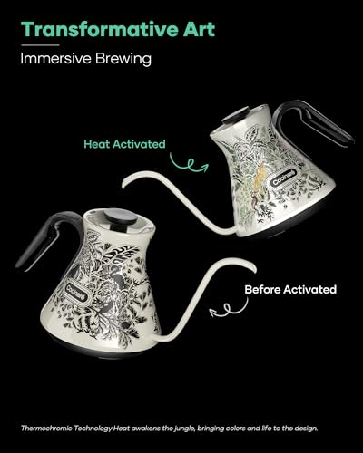 Color Changing Gooseneck Electric Kettle for Precision Brewing (Jungle)