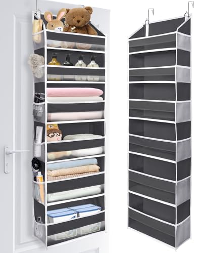 Over The Door Organizer with 6 Large Pockets 12 Side Pockets (Dark Gray / 1 Pack)