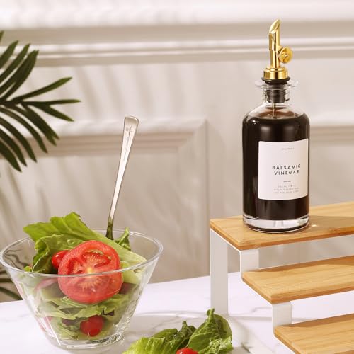 Glass Olive Oil Cruet Set (350ml, Set of 4 Bottles / Gold)