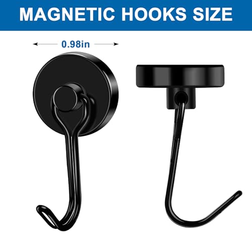 Magnetic Hooks Magnet Hook for Cruise Cabins Fridge 80LBS 6Pack (Black / 0.98in)