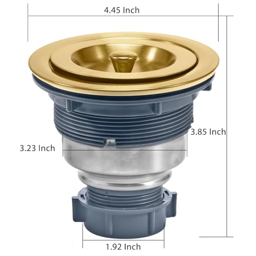 3-1/2 Inch Brass Sink Drain, Durable Stainless Steel Brass Kitchen Sink Drain Assembly Kit with Sink Strainer Waste Basket/Strainer Assembly/Sealing Lid for Standard Kitchen Sink