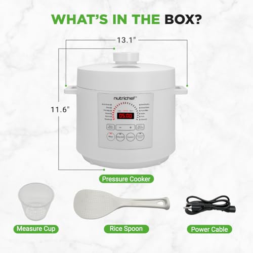Electric Pressure Cooker 6 Quart Capacity (White)