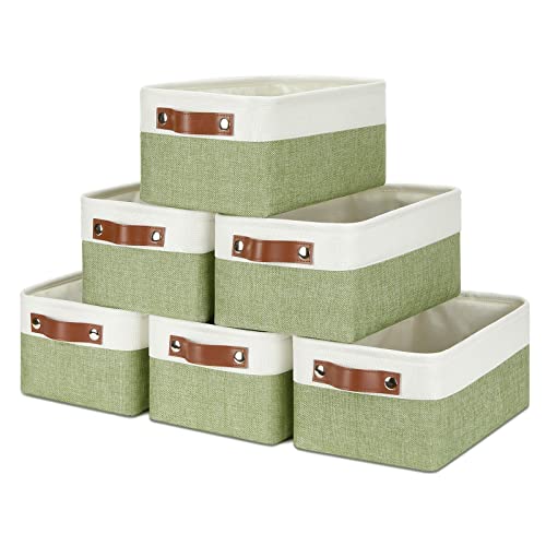 Storage Baskets for Shelves (White&Green / XS-12"x8"x5")
