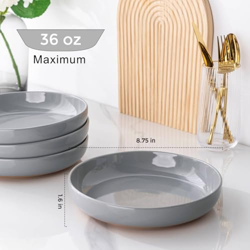 8.75'' Large Ceramic Pasta Bowls (Limestone(8.75inch))