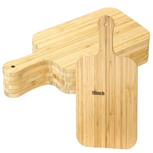 6 Pcs Bamboo Cutting Boards Bulk Thicken for Chopping Serving (15 x 7 inches)