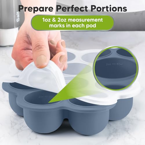 Silicone Food Freezer Trays with Lid (Slate)