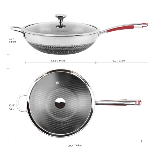 Tri ply Stainless Steel Wok with Lid