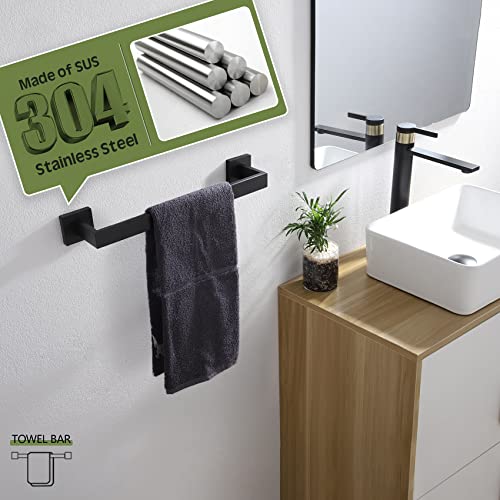 16 Inch Single Towel Bar (Matte Black / 16-Inch (2 Pack))