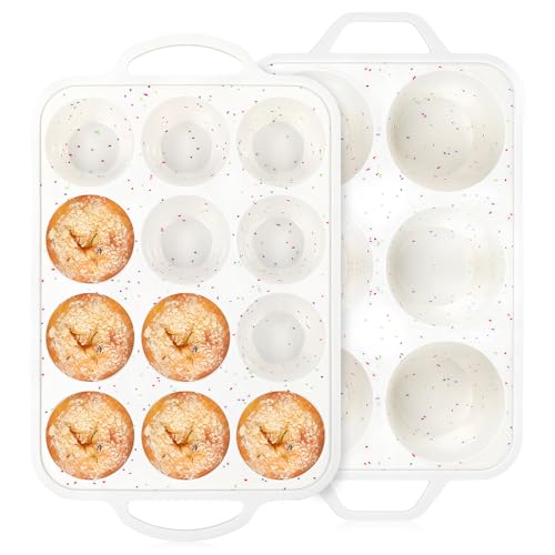 2Pack Silicone Muffin Pan for Baking with Metal Reinforced Frame (Standard+Jumbo)