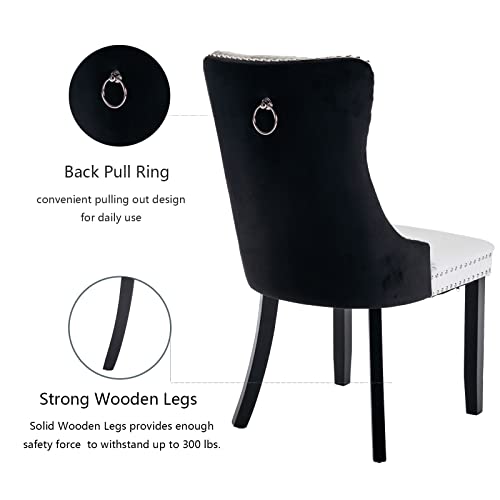 Black and White Dining Chairs Set of 2 (White)