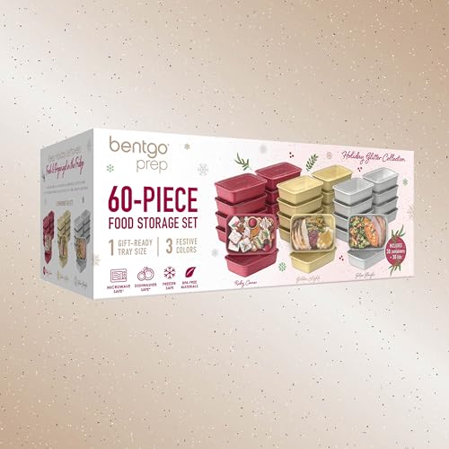 Prep 60 Piece Holiday Food Storage Set (Holiday Glitter Collection)