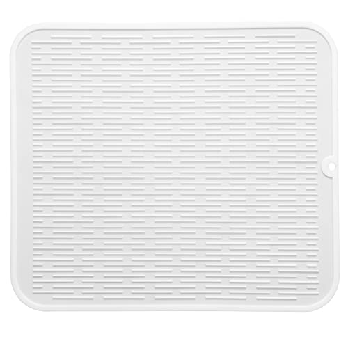 Silicone Dish Drying Mat for Multiple Usage (White / 18"L x 16"W)