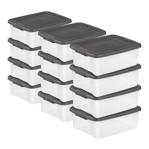 ShelfTote Clear Plastic Storage Bins (25 Quart Tote / 12 Pack)