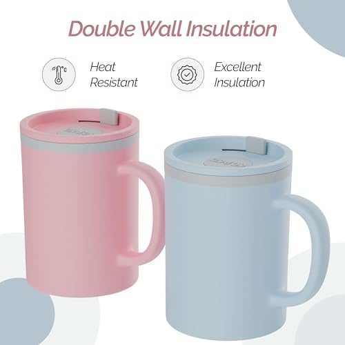 Iconic Desk Mug 16 Oz (Light Blue/Pink)