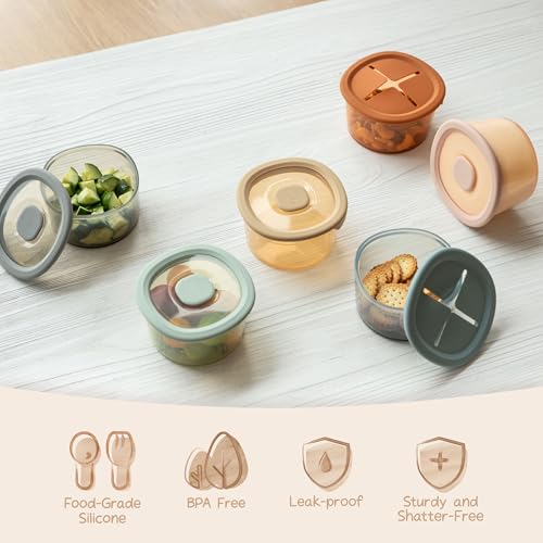 Silicone Snack Containers for Kids (3Pack-Blush/Croissant/Mint)