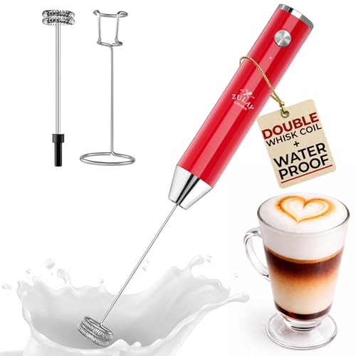 Rechargeable Milk Frother Handheld (Lux Cardinal Red / Rechargeable Z1 Motor Max)