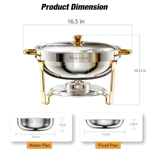 Round Chafing Dishes for Buffet (Half Gold)