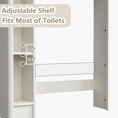 Fluted Over The Toilet Storage Cabinet 31''W Modern Above Toilet Storage Cabinet with Fluted Doors & Adjustable Shelf for Bathroom (White / Fluted Doors Over Toilet Cabinet)