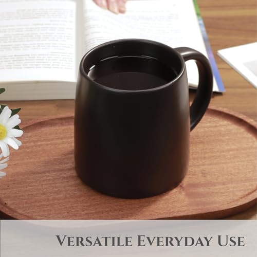 14 oz Ceramic Coffee Mug with Lid (Black)