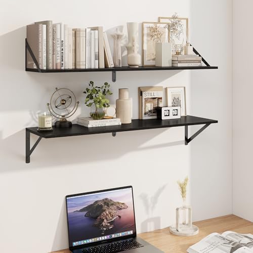 Black Deep Floating Shelves for Wall