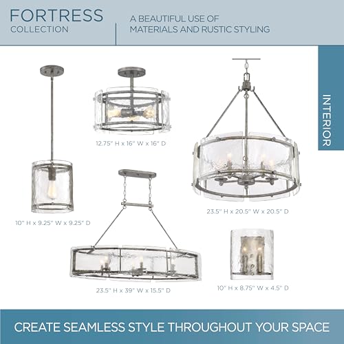 Fortress Pendant Lighting (Mottled Silver)