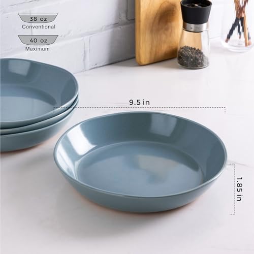 9.5'' Ceramic Large Pasta Bowls (Stone Blue(9.5inch))