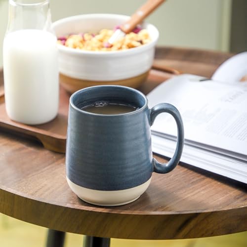 Coffee Cups 15 oz Coffee Mugs Ceramic with Handles Set of 6 (Deep Blue / Set of 6)