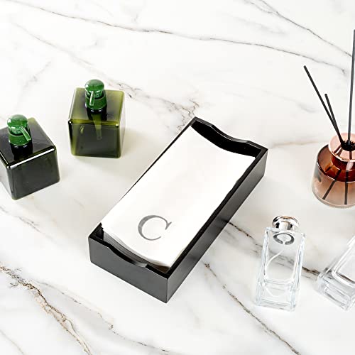 Paper Rectangle Silver Letter C Linen (Silver / 50 Count / C)