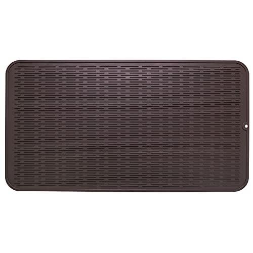 Silicone Dish Drying Mat for Multiple Usage (Coffee / 32"L x 18"W)