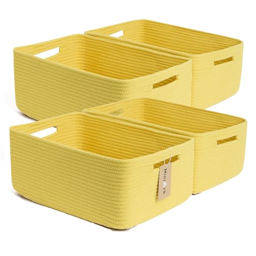 Large Storage Baskets for Organizing (4pcs-L17×W13×H7.5" / Yellow)